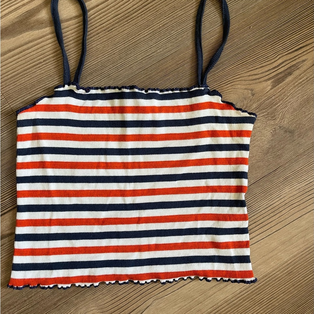 Topshop Red and Blue Fitted Crop Camisole